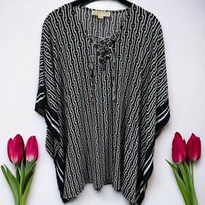 Michael by Michael Kors Black and White Striped Tunic Blouse Women’s Size S